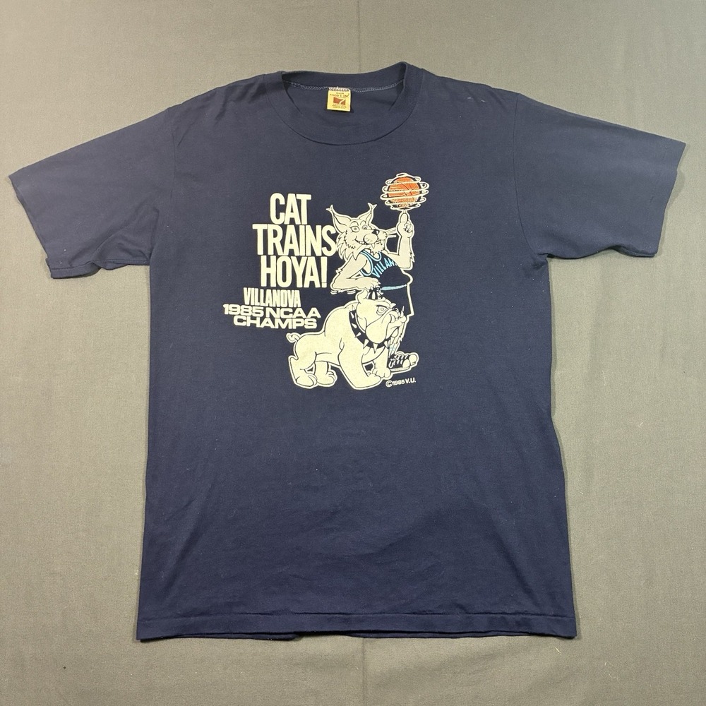 Vintage 1985 Villanova Basketball Men's S/M T-Shirt Wildcats ChampionsUSA Made